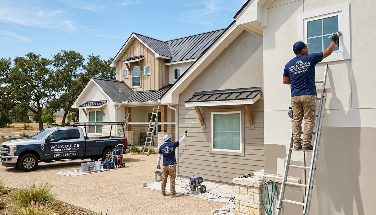 Professional house painters in El Paso TX applying fresh exterior paint to a residential home