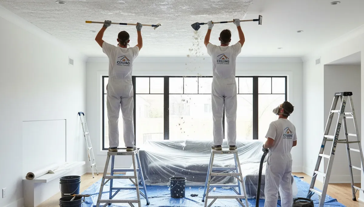 Professional popcorn ceiling removal service in El Paso, TX home interior by expert painters